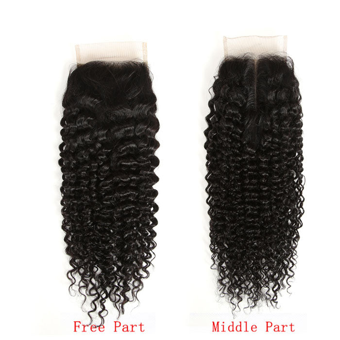 GS Virgin Hair Upgrade Lace Closure Deep Curly 4*4 Middle Part Top Lace Closure Natural Black Color Cabello Series