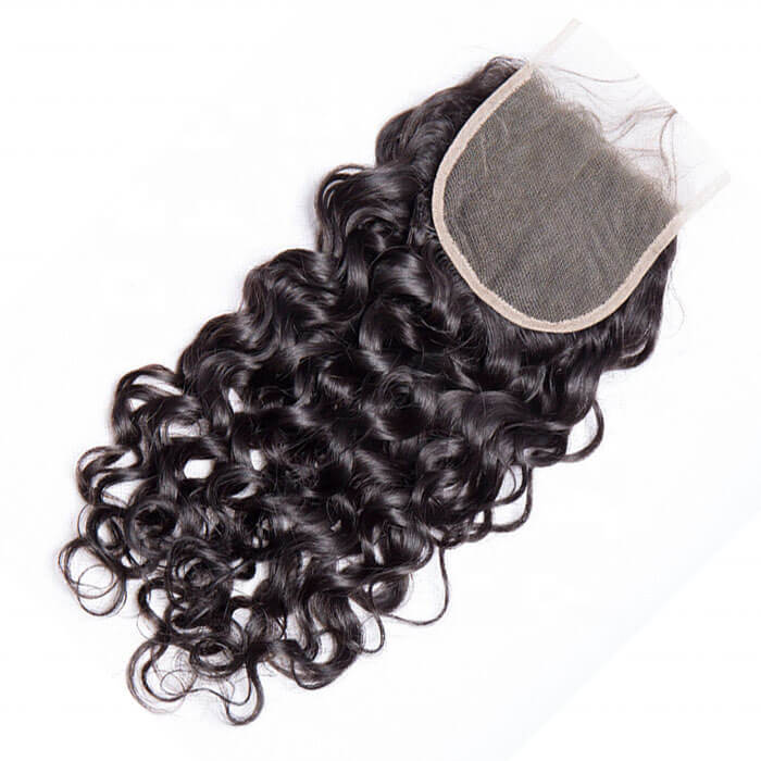 GS Virgin Hair Water Wave Hair 5*5 HD Lace Closure With 3 Bundles Brazilian Natural Wave Human Hair Bundles