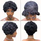 GS Virgin Hair No Block Short Pixie Wig Black Cabello Series