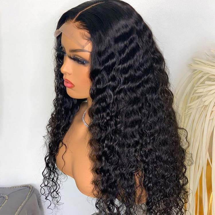 GS Virgin Hair Deep Curly  Frontal Wig 4X4 HD Closure  Straight Lace Front Wig  Hd Lace  Brazilian Hair