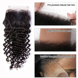 GS Virgin Hair Deep Curly 4 Bundles with 5x5 Free Part HD Lace Closure Natural Black