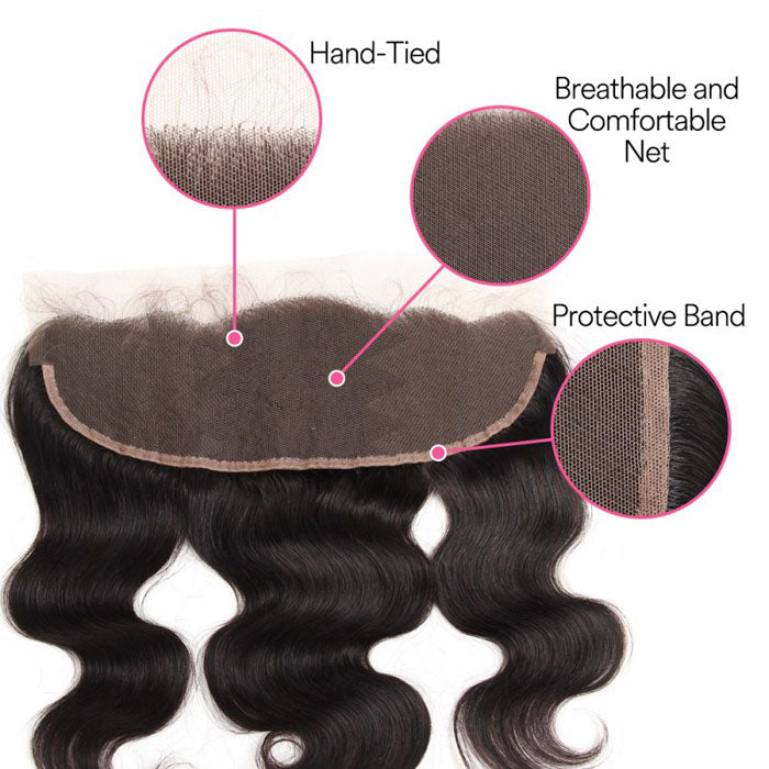 GS Virgin Hair 13X6 HD Lace Frontal Body Wave Full hand hook 100% black high quality virgin hair