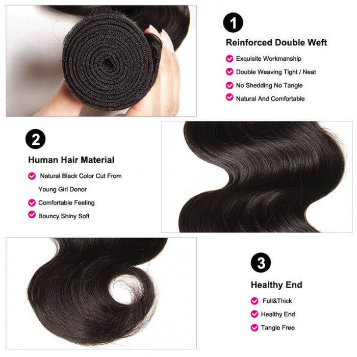 GS Virgin Hair Natural Black Color 1 Bundles 100% Virgin Human Hair