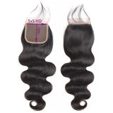 GS Virgin Hair 3 Bundles Brazilian With Closure Middle Part 100% Virgin Remy Human Hair middle Part 5x5 Lace Closure Natural Black Color Body Wave  hair