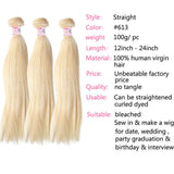 GS Virgin Hair 613 Blonde Virgin Human Hair  Bundles 10-30 Inch 3PCS Straight Hair