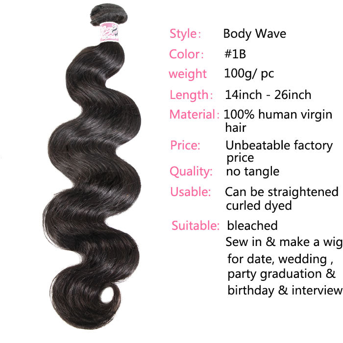 GS Virgin Hair Long Silky Body Wave Hair Weaves With 13X4 Lace Closure 3 Pcs Thick And Soft Hair Human Hair Bundles