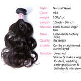 GS Virgin Hair Natural Wave Peruvian Human Hair 3 Bundles With 4*4 Lace Closure