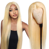 GS Virgin Hair Cabello Series 150% Density Virgin Human Hair Soft Long 613 Blonde Straight 13X4 Lace Frontal Wig