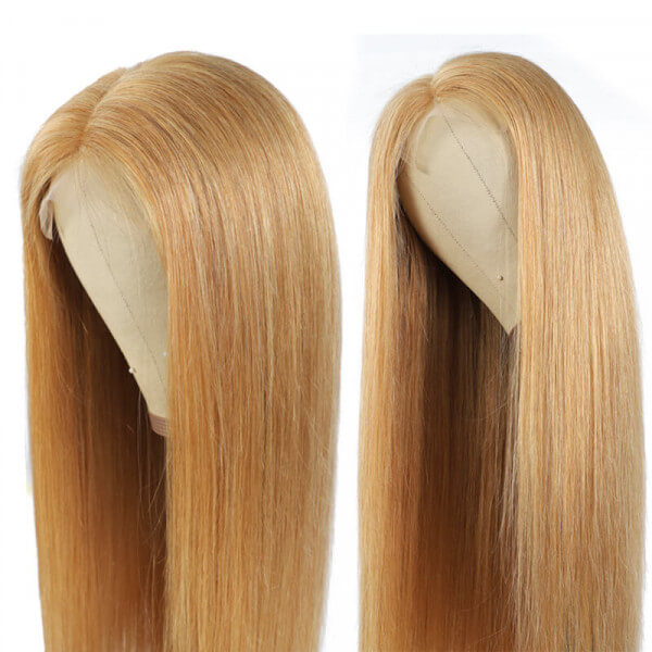 GS Virgin Hair Honey Blonde Lace Front Wigs #27 Straight Human Hair Wigs 180% Density Wigs For Black Women
