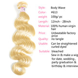 GS Virgin Hair 613 Blonde Virgin Human Hair Wave 4 Bundles Body Wave Hair