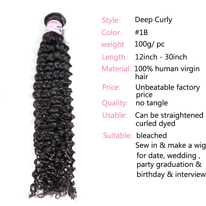 GS Virgin Hair Brazilian Deep Curly Virgin Hair 4pcs/pack