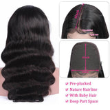 GS Virgin Hair 5x5 Transparent Lace Closure Wigs Body Wave Wig Natural Black Human Hair Wigs For Women Cabello Series