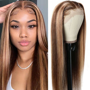 GS Virgin Hair Straight 4/27 Honey Blond Highlight  13x4 Lace Front Virgin Human Hair Wigs Cabello Series