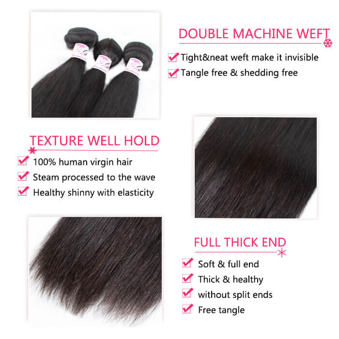 GS Virgin Hair Brazilian Straight Hair 4 Bundles With 5*5 Transparent Lace Closure Bundles And Closure Deals