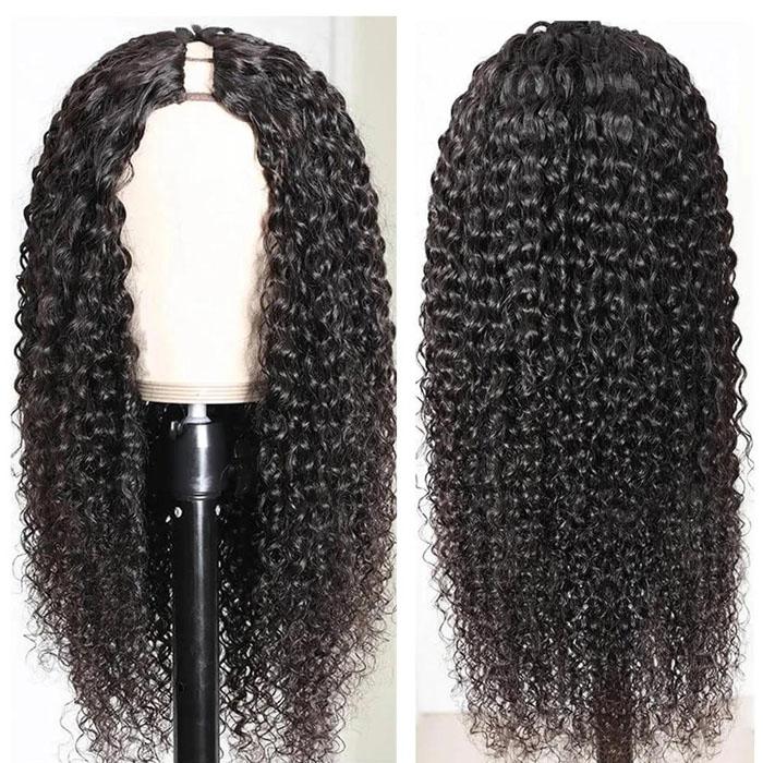 GS Virgin Hair U Part Wig Brazilian Hair Kinky Curly  Wig Natural Color 100% Human Hair U Part Wigs Cabello Series