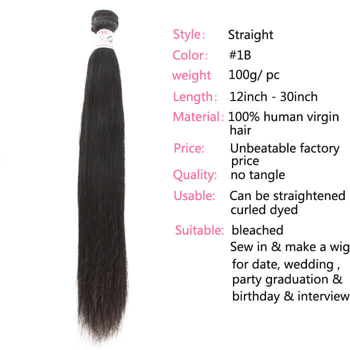 GS Virgin Hair Weave 4 Bundles With 13*4 Human Hair Lace Frontal Cheap Straight Hair Weave