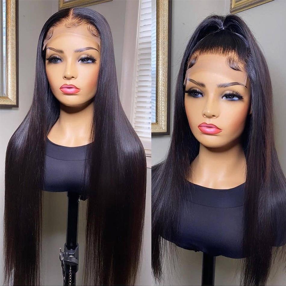 GS Virgin Hair 13x6 Straight Lace Frontal Wigs Human Hair 150% Density Brazilian Human Hair Wig with Baby Hair Pre Plucked Natural Hairline Wigs