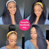 GS Virgin Hair Yaki Straight Headband Wig Human Hair For Women Glueless Natural Black Wig With Headband Cabello Series
