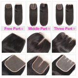 GS Virgin Hair Upgrade 4X4 Middle Part Lace Closure with Baby Hair Straight Human Hair Closure Middle Part Natural Black Cabello Series