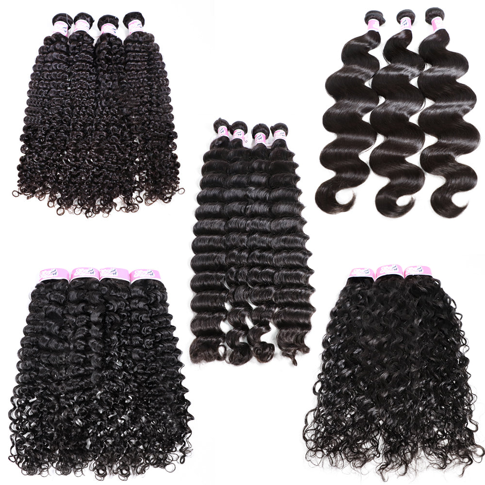 GS Virgin Hair Cabello Series Malaysian Deep Curly Hair Weave 3 Bundles