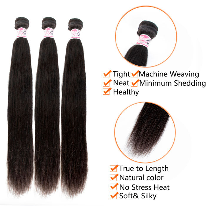 GS Virgin Hair Cabello Series 3pcs/pack Peruvian Straight Human Virgin Hair