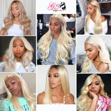 GS Virgin Hair Color 613 4x4 5X5 Closure Wigs Natural  Straight Blonde Wigs