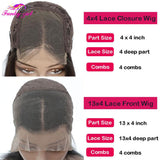 GS Virgin Hair Straight  Frontal Wig  4X4  Transparent Closure Wig Straight Lace Front Wig Brazilian Hair Cabello series