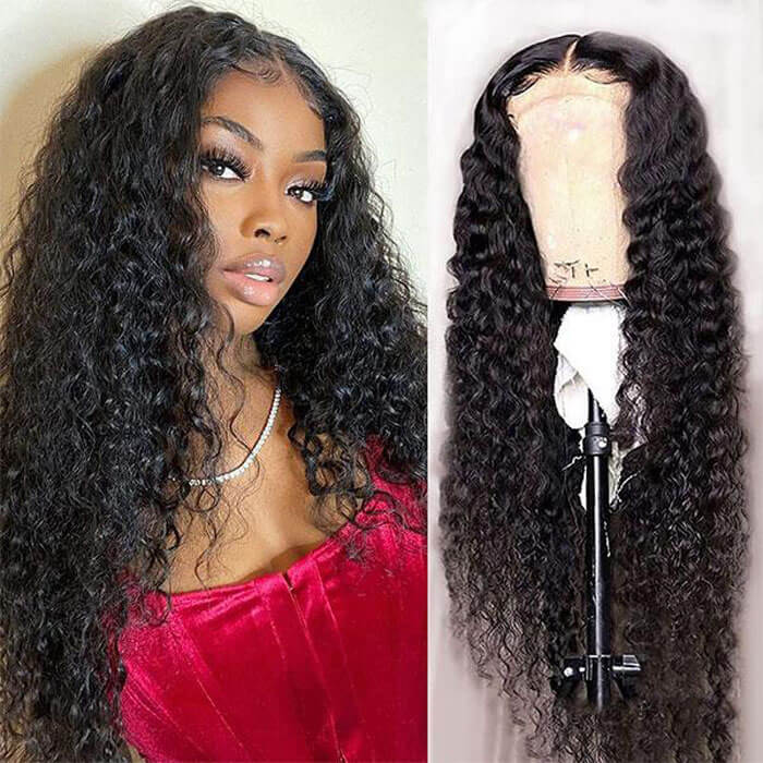 GS Virgin Hair 4X4 Transparent Water Wave Lace Front Human Hair Wigs  Brazilian 150% Density Wig