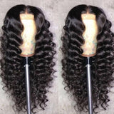 GS Virgin Hair Deep Wave Frontal Wig 4X4 Lace Front Human Hair Wigs For Women  Brazilian Curly Human Hair