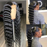 GS Virgin Hair Deep Wave Frontal Wig 4X4 Lace Front Human Hair Wigs For Women  Brazilian Curly Human Hair