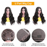 GS Virgin Hair 150% Density Body Wave Natural Color Brazilian Hair U Part Women's Wig