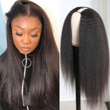 GS Virgin Hair U Part Wig Brazilian Hair Yaki Straight Wig Natural Color 100% Human Hair U Part Wigs