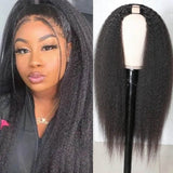 GS Virgin Hair U Part Wig Brazilian Hair Yaki Straight Wig Natural Color 100% Human Hair U Part Wigs