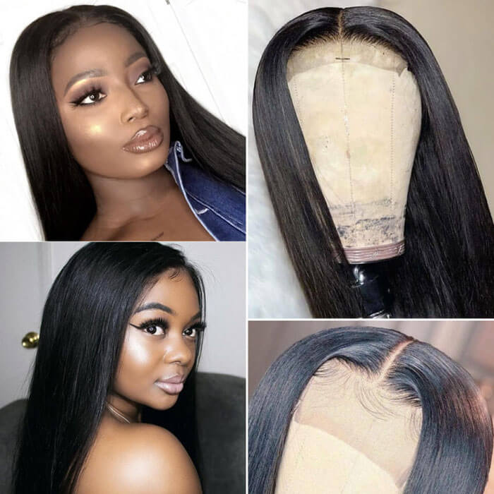 GS Virgin Hair 5x5 Transparent Lace Closure Wigs Virgin Straight Wig Natural Black Human Hair Wigs For Women 150% Density Cabello Series
