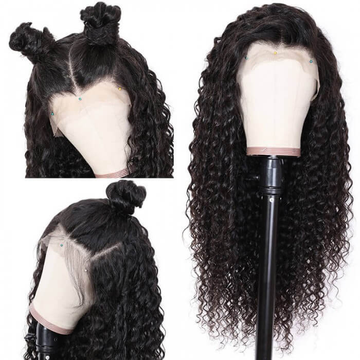 Gs Virgin Hair Cabello Series Black Deep Wave  150 Density 13x4 HD Lace Front Human Hair Wigs With Baby Hair