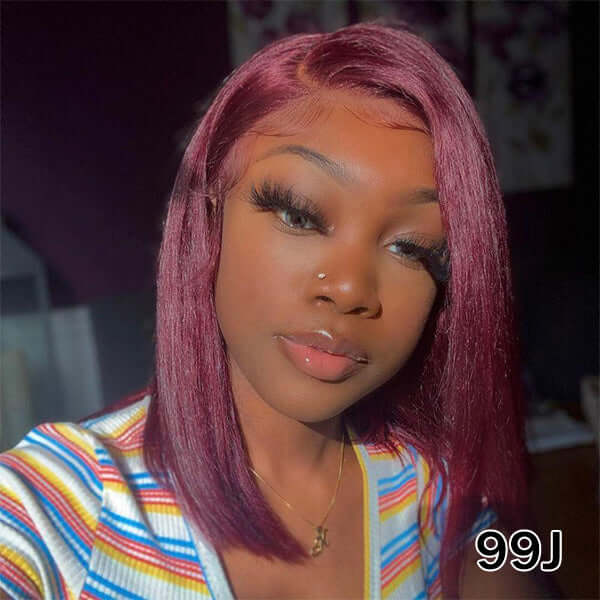 GS Virgin Hair 13X4 lace bob wigs,Brazilian human hair Red/Yellow/Purple/613 lace front wigs