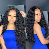 GS Virgin Hair Water Wave Human Hair Wigs 5x5 Lace Closure Wigs Curly Style Natural Black