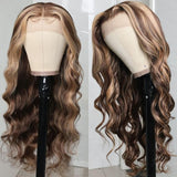 GS Virgin Hair Honey Blonde Highlight 150 density 13X4 Lace Frontal Wigs Human Hair Body Wave Colored Wigs Cabello Series