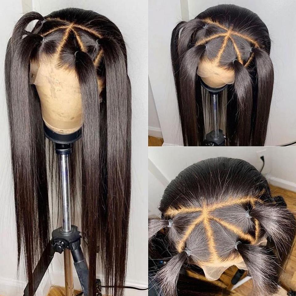 GS Virgin Hair 13x6 Straight Lace Frontal Wigs Human Hair 150% Density Brazilian Human Hair Wig with Baby Hair Pre Plucked Natural Hairline Wigs