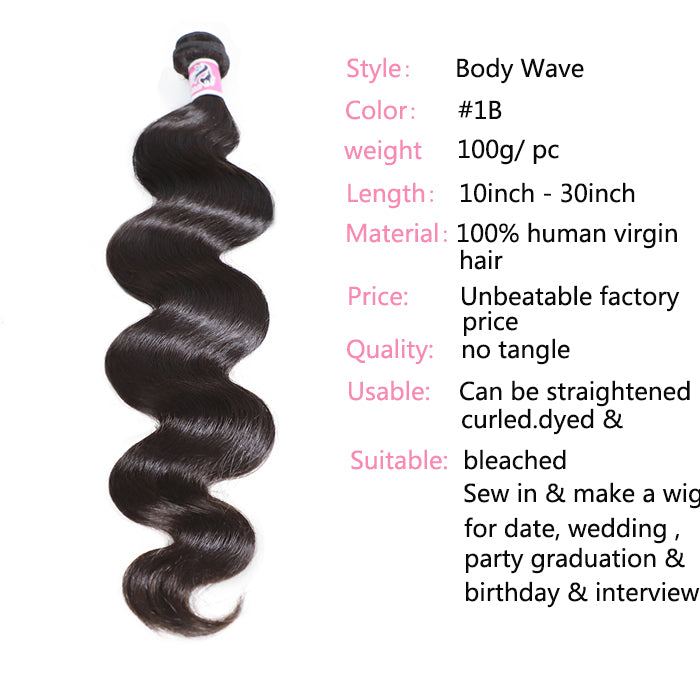 GS Virgin Hair Natural Black Color 1 Bundles 100% Virgin Human Hair