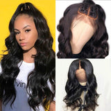 GS Virgin Hair Body Wave Frontal Wig Pre Plucked 4X4 HD Closure Wig Body Wave Lace Front Wig  Hd Lace Wig Peruvian Hair