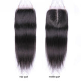GS Virgin Hair Straight Hair 4 Bundles with 4X4 HD Lace Closure Middle Part ,Natural Black 100% Virgin Hair