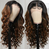 GS Virgin Hair Balayage Highlights 180 density 13x4 Lace Front Wigs Body Wave Human Hair Wigs Cabello series