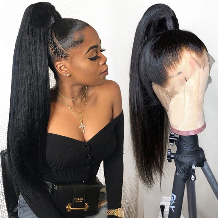 GS Virgin Hair 360 Lace Frontal Wigs Pre Plucked With Baby Hair Malaysian Remy Straight 360 Lace Front Human Hair Wig