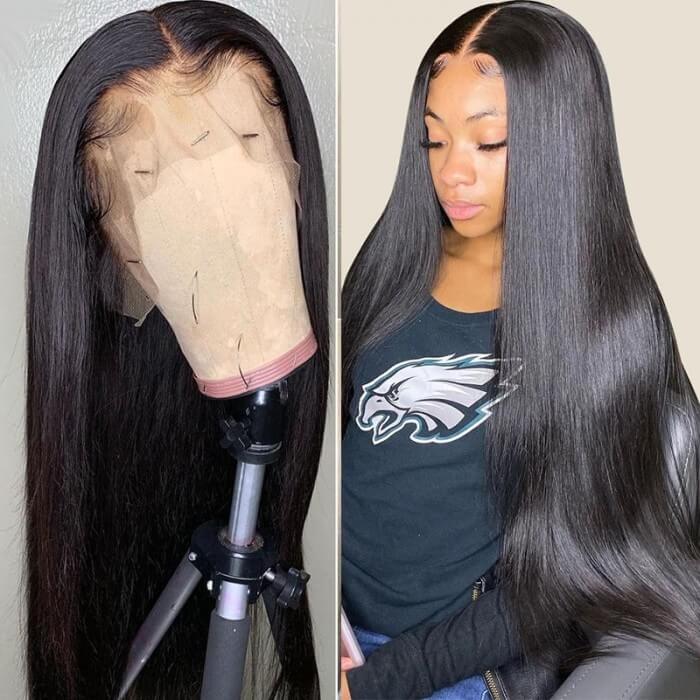 GS Virgin Hair13x4 Transparent Bone Straight Lace Frontal Human Hair Wigs For Black Women Indian Closure Frontal Wig