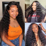 GS Virgin Hair  Deep Curly Human Hair 13x4 HD  Lace Frontal Wigs Cabello Series