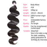 GS Virgin Hair 4pcs Brazilian Virgin Hair Body Wave Hair Bundles With 5X5 Transparent Lace Closure