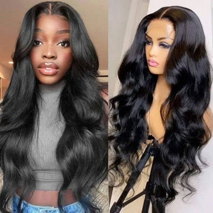 GS Virgin Hair Body Wave Frontal Wig Pre Plucked 4X4 HD Closure Wig Body Wave Lace Front Wig  Hd Lace Wig Peruvian Hair