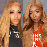 GS Virgin Hair Honey Blonde Lace Front Wigs #27 Straight Human Hair Wigs 180% Density Wigs For Black Women
