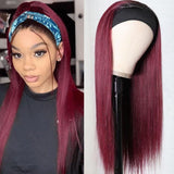 GS Virgin Hair 1B/99J dark root Straight Wig 13x4  Lace Frontal Human Hair Wig Cabello Series